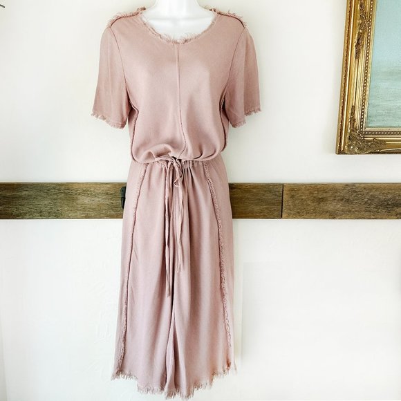 Raquel‎ Allegra Pink Crepe Dress Fringed NEW 1 M